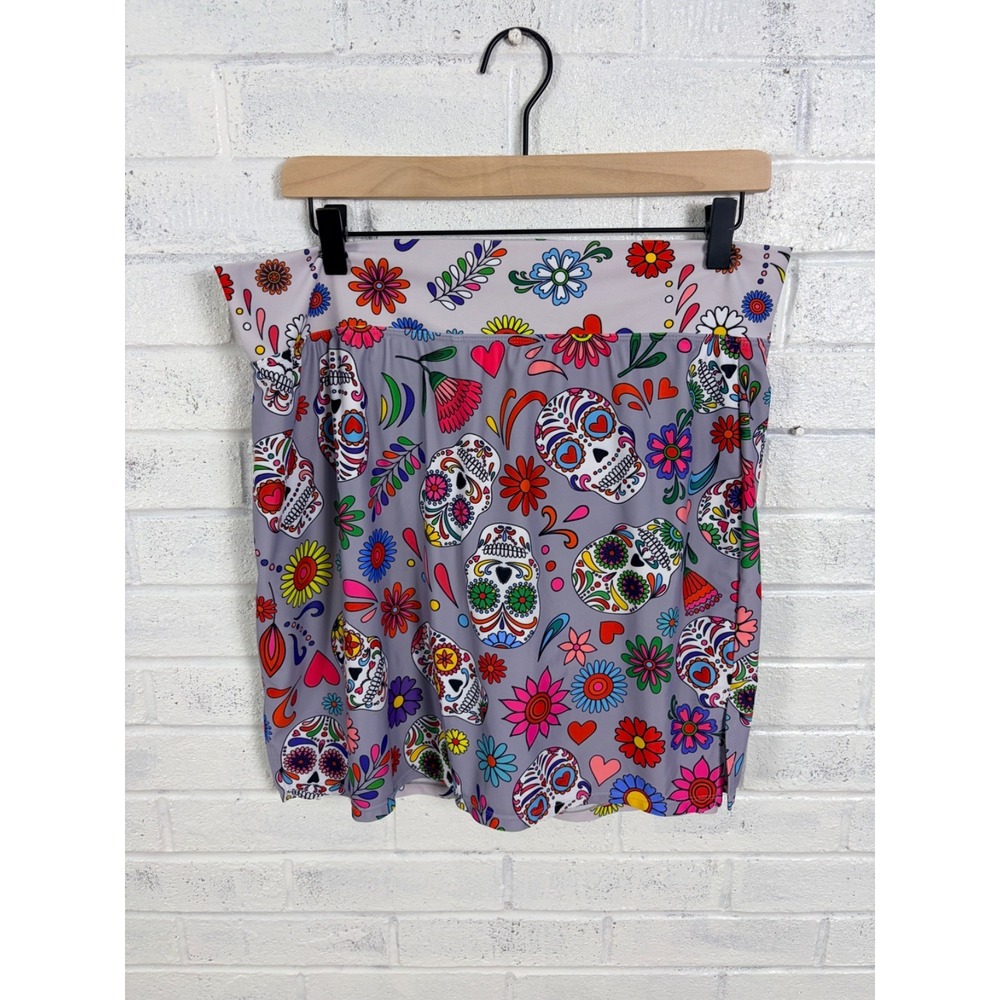 Skort Obsession Skort Womens XXL Sugar Skull Floral Built In Shorts Gray Golf